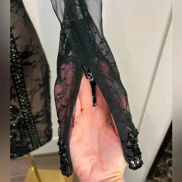 NWT RACHEL ALLAN SHORT BEADED BLACK DRESS STYLE 4508 SIZE 4 Org $498 - Picture 9 of 12